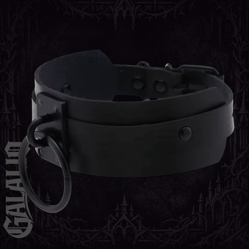 Punk Black O-Round Metal Leather Goth Fashion Choker Collar