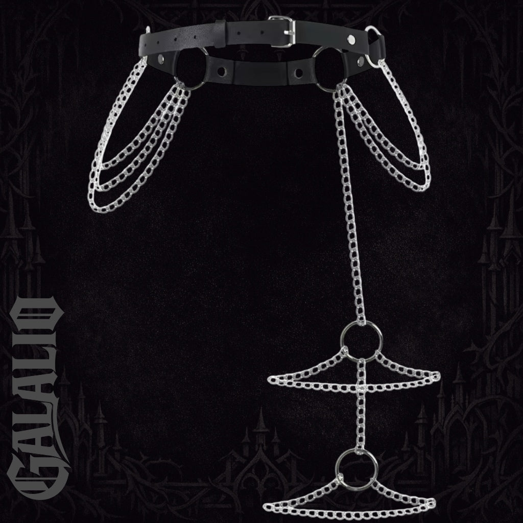 Women Garter Belt Leather Harness Waists Chain Leg Harness