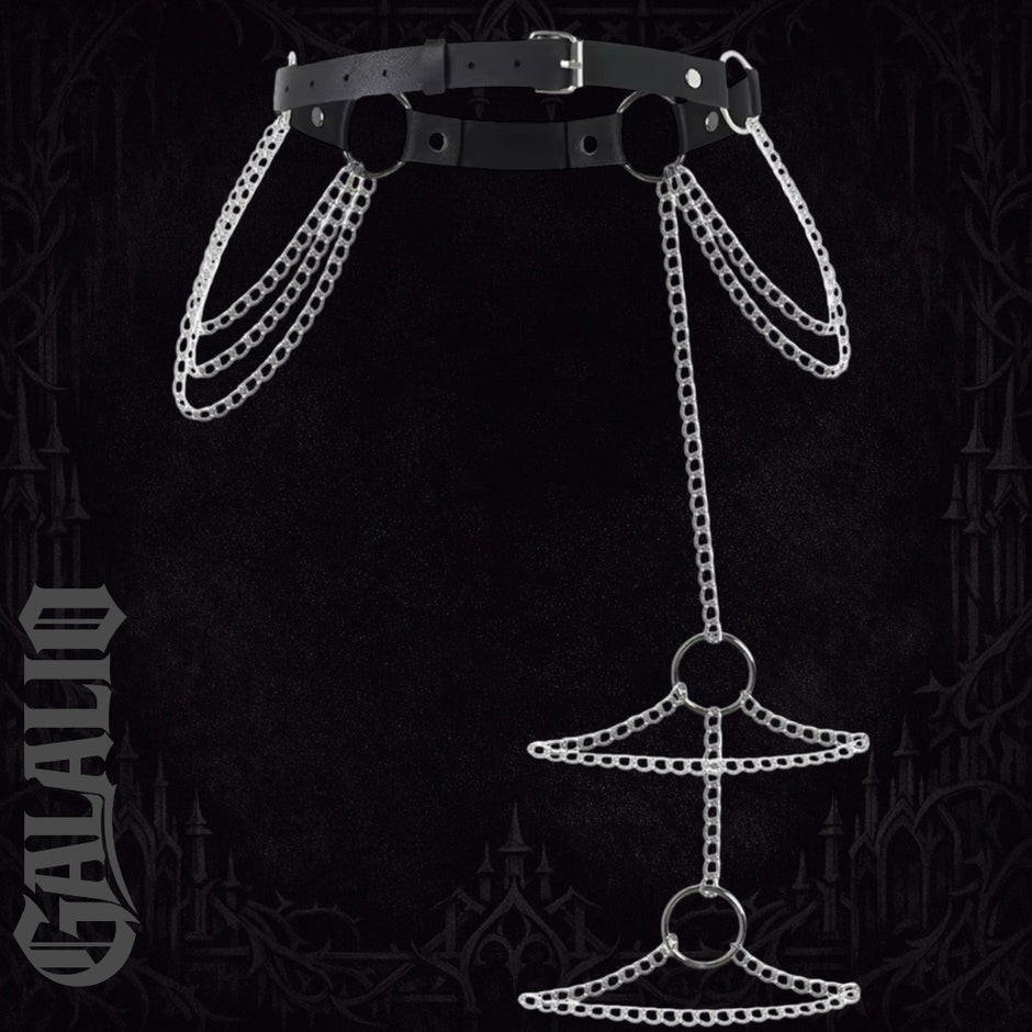 Women Garter Belt Leather Harness Waists Chain Leg Harness