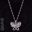 Women Stainless Steel Asymmetrical Zirconia Butterfly Necklace