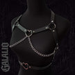 Women Leather Chest Harness With Chains Fashion Belt