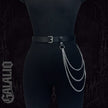Women Black PU Leather Waist Chain Harness