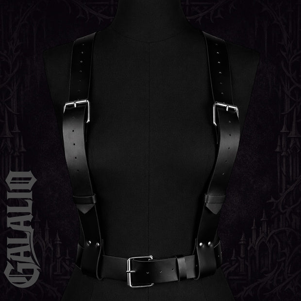 Women Gothic Corset Belt Faux Leather Waist Trainer with Metal Buckle