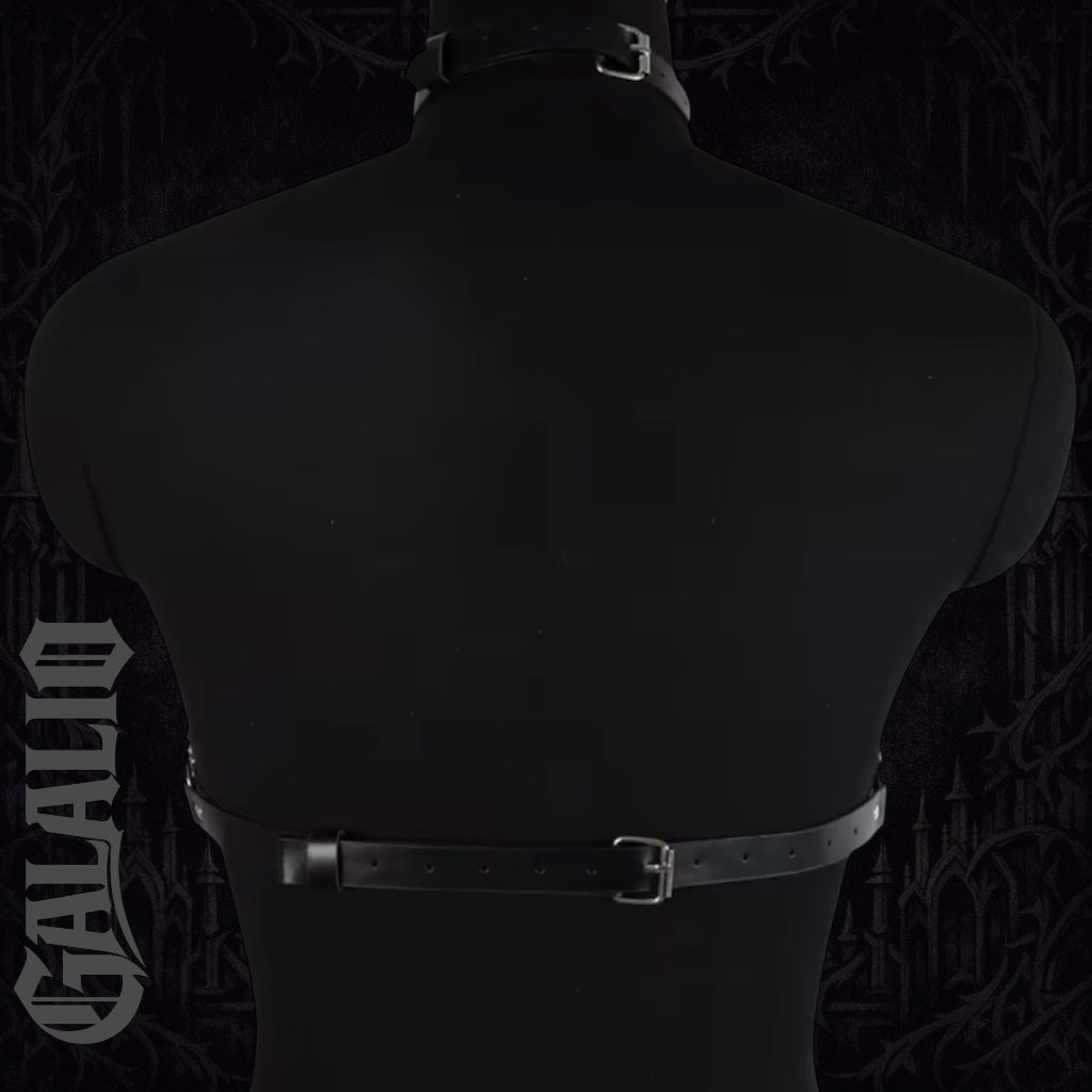 Women PU Leather Corset Single Layer Chain Suspender Harness