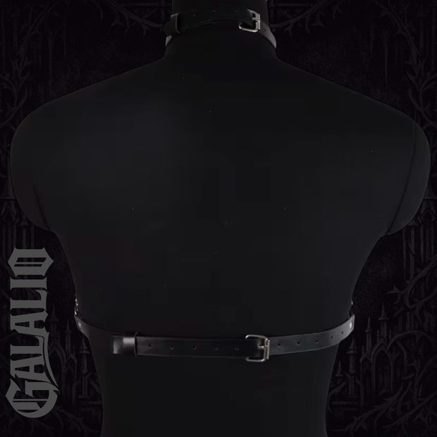 Women PU Leather Corset Single Layer Chain Suspender Harness