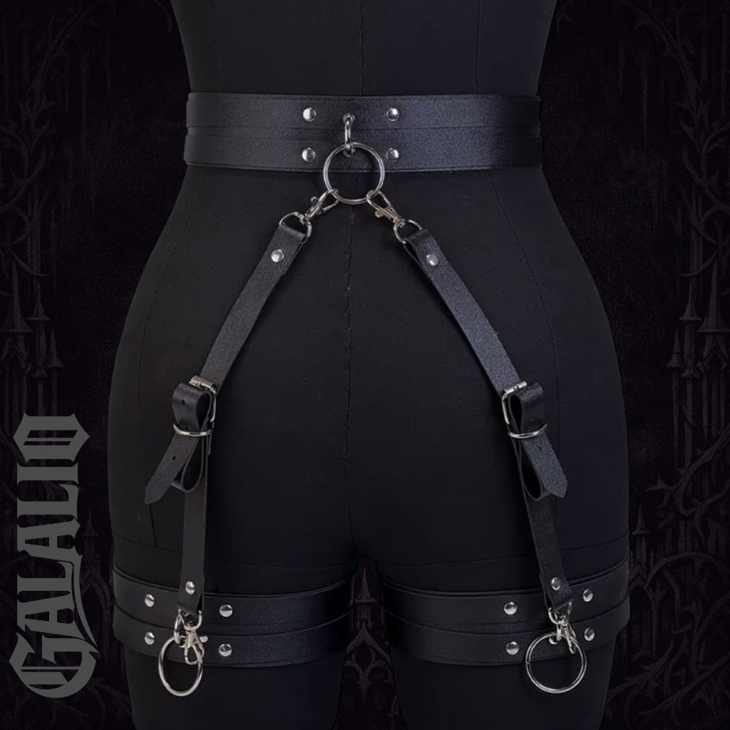 Women PU Leather Harness Belt Sexy Leg Harness Suspenders