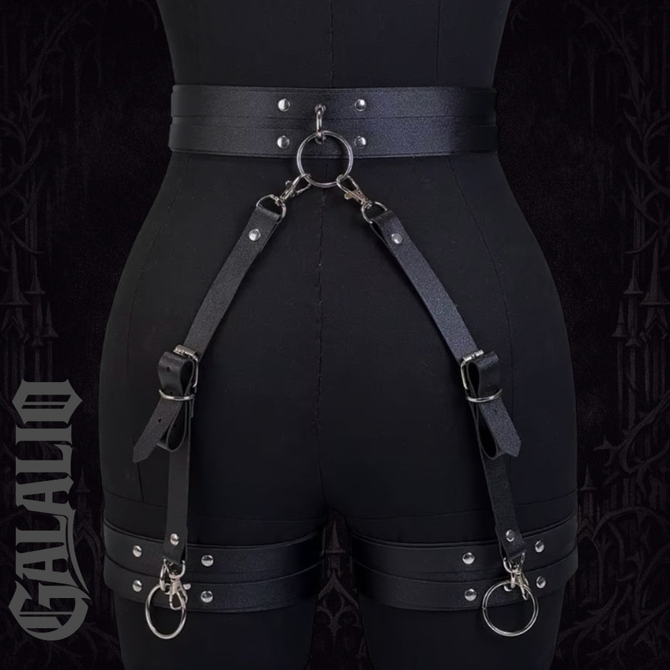 Women PU Leather Harness Belt Sexy Leg Harness Suspenders