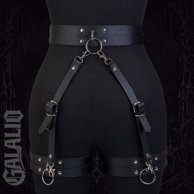 Women PU Leather Harness Belt Sexy Leg Harness Suspenders