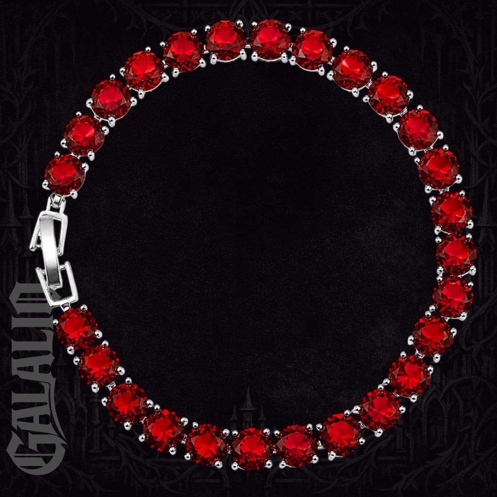 Bridal Red Garnet Zirconia 925 Silver Plated Bracelet