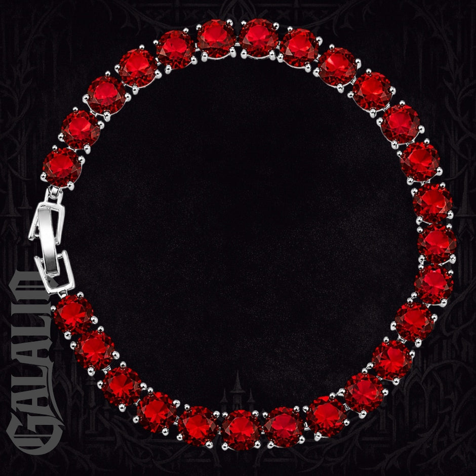 Bridal Red Garnet Zirconia 925 Silver Plated Bracelet