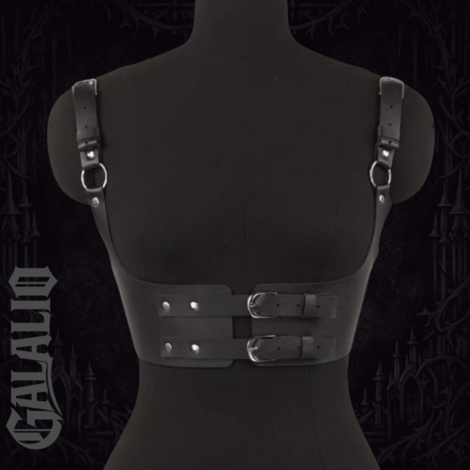 Women Black PU Leather Chest Harness Belt