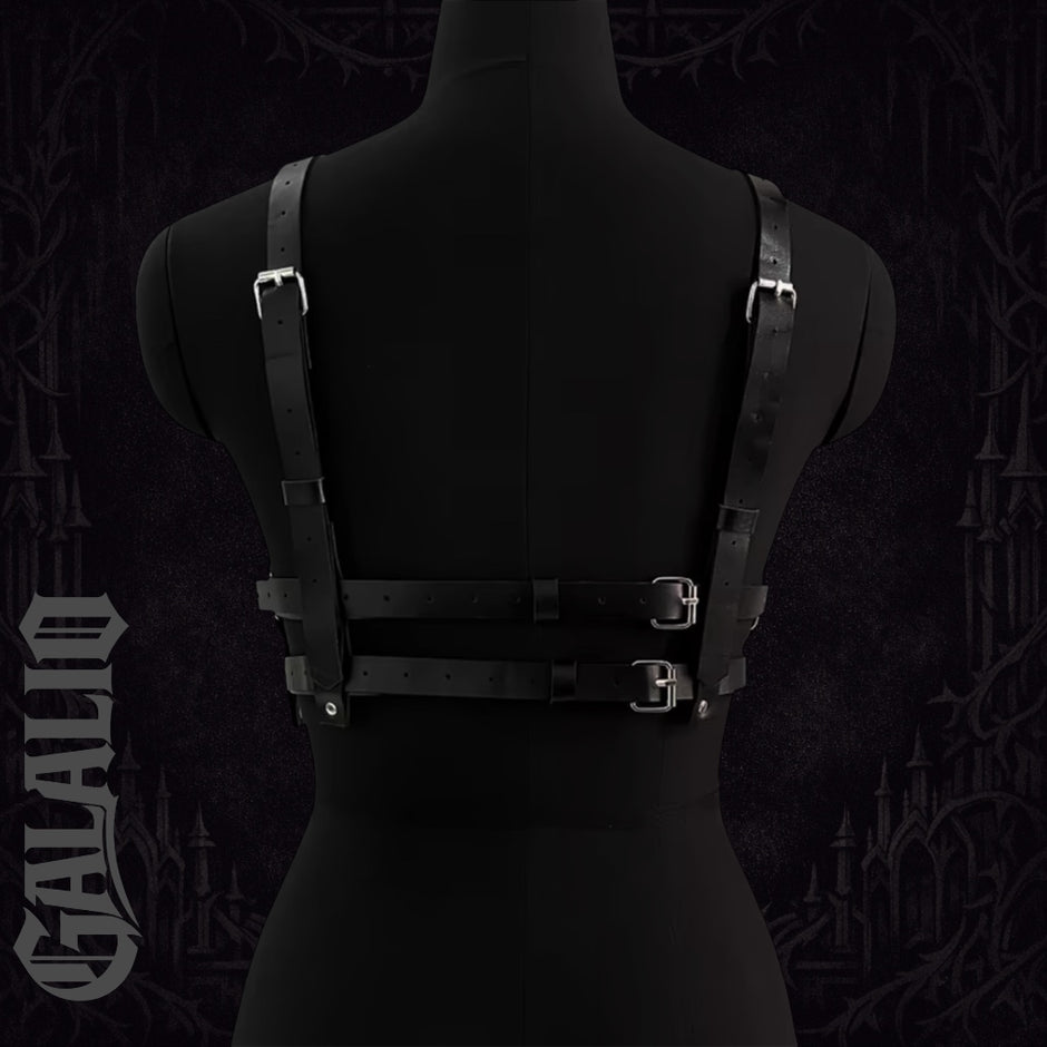 Women Goth Harness Pu Leather Studded Decor Harness