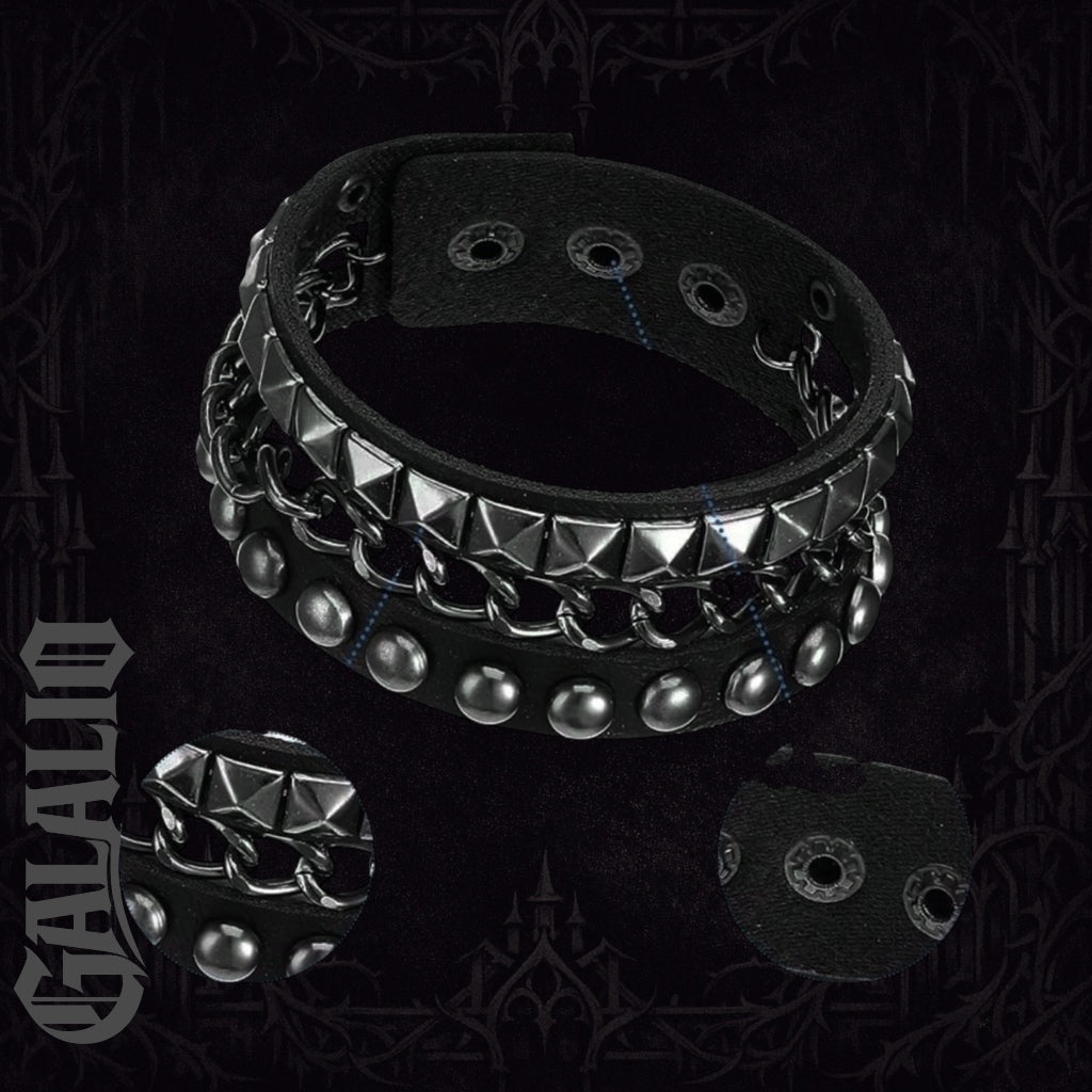 Unisex Punk Leather Cuff Goth Bracelet