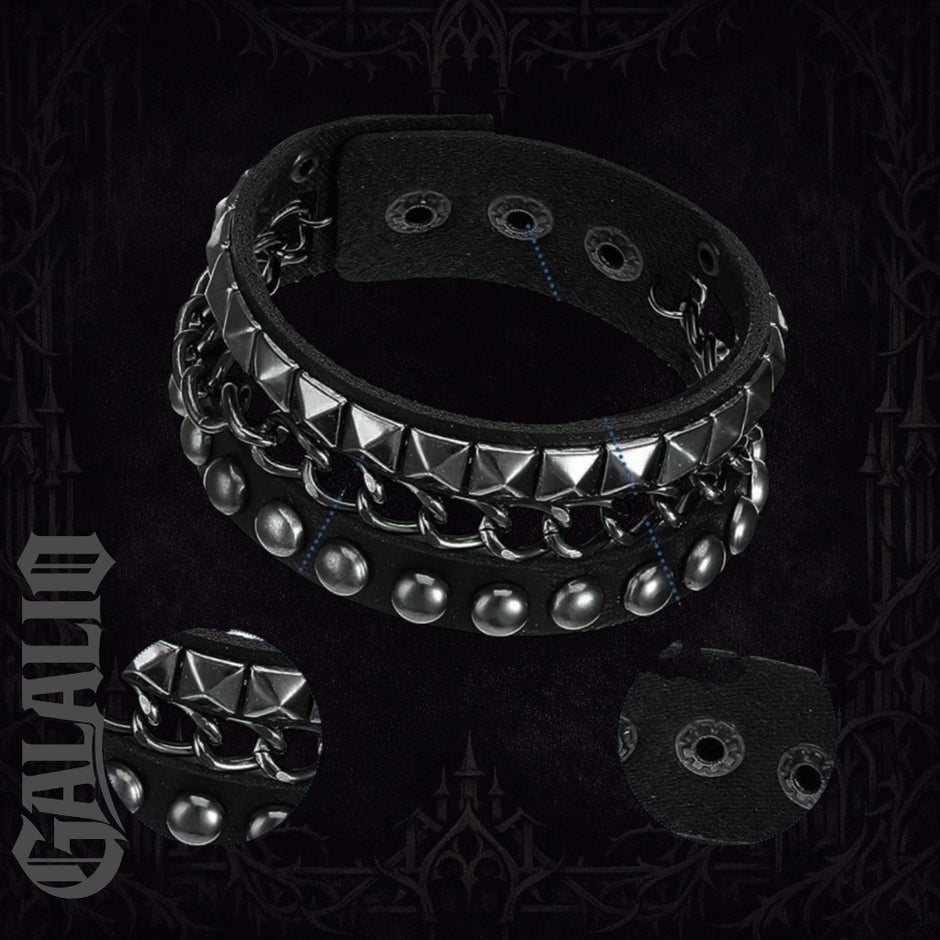 Unisex Punk Leather Cuff Goth Bracelet
