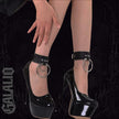 1 Pair PU Leather Stylish Metal Ring Ankle Strap Belt Foot Bracelet