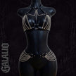 Gothic Style Women Tasseled Chain Bondage Double Buckle Waist Cincher Belt Set