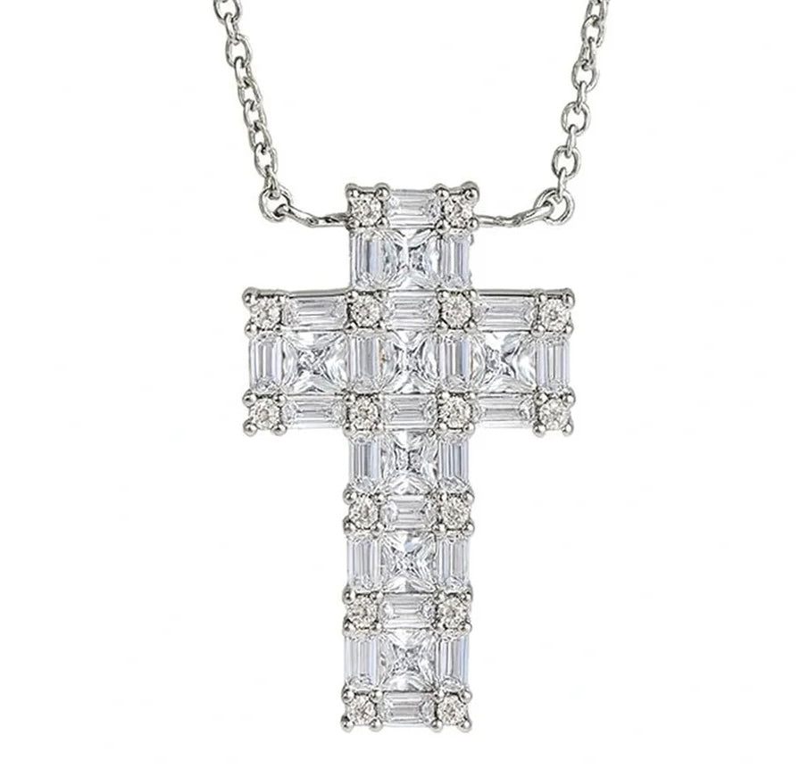Unisex 925 Sterling Silver Plated Luxury Cross