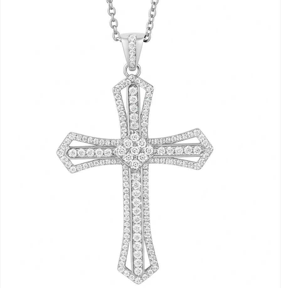 Unisex 925 Sterling Silver Plated Luxury Cross