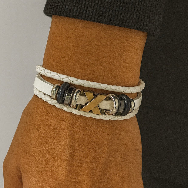 Men Metal Buckle PU Leather Bracelet