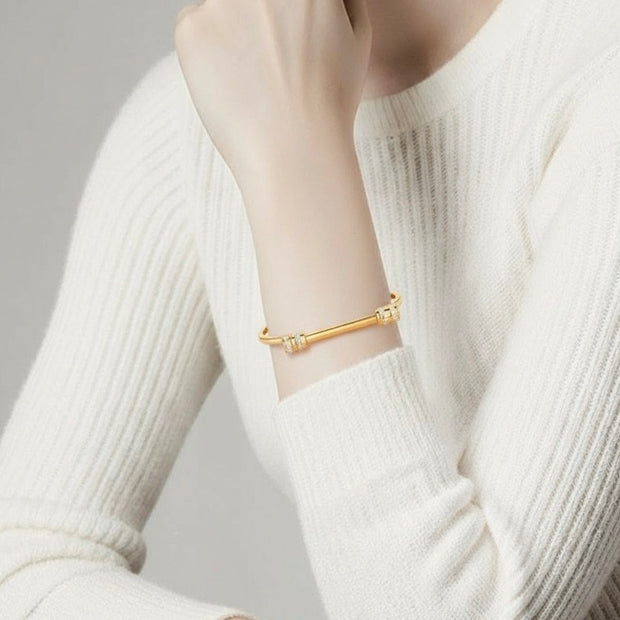 Unisex Stainless Steel Rhinestone Bangle Bracelet