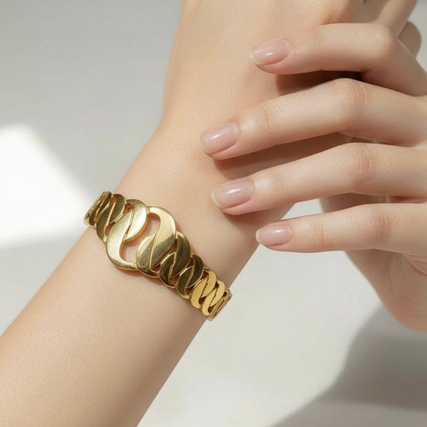 Fashion Design Hollow Chain Stainless Steel Bangle Bracelet For Women