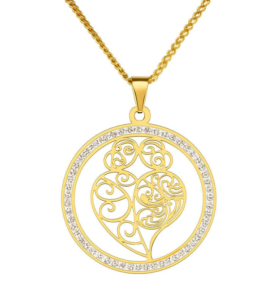 Women Fashion Heart Crystal Necklace