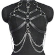 Chest Leather Harness With Chains Goth Body Chain