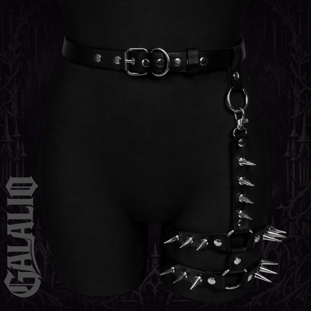 Leather Thigh Garter Belt Leg Harness With Rivets Punk Rock Leather Leg Harness
