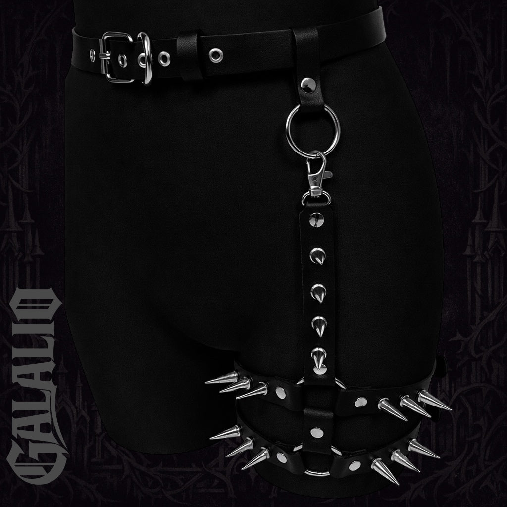 Leather Thigh Garter Belt Leg Harness With Rivets Punk Rock Leather Leg Harness