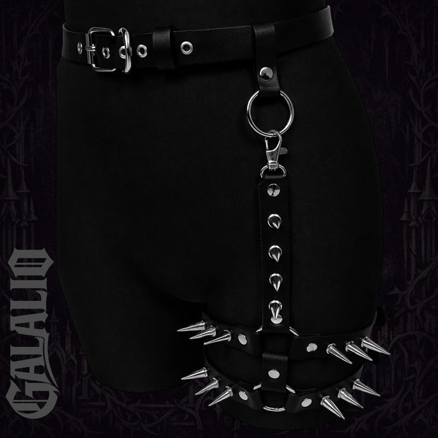 Leather Thigh Garter Belt Leg Harness With Rivets Punk Rock Leather Leg Harness