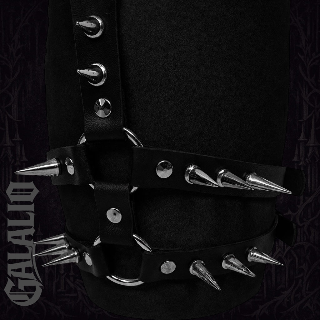 Leather Thigh Garter Belt Leg Harness With Rivets Punk Rock Leather Leg Harness