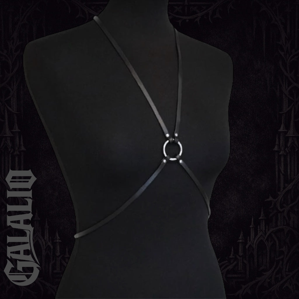 Black PU Leather Bondage Skirt Inspired Binding Mini Harness