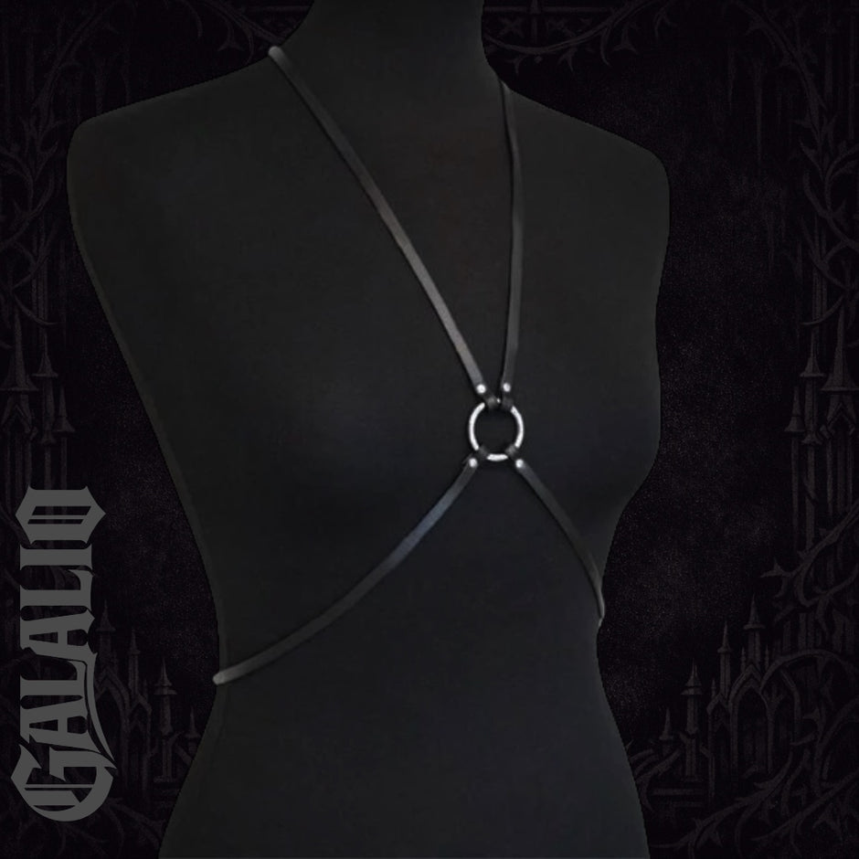 Black PU Leather Bondage Skirt Inspired Binding Mini Harness