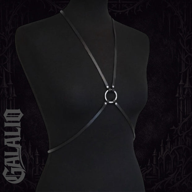 Black PU Leather Bondage Skirt Inspired Binding Mini Harness