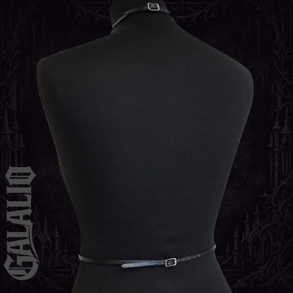 Black PU Leather Bondage Skirt Inspired Binding Mini Harness