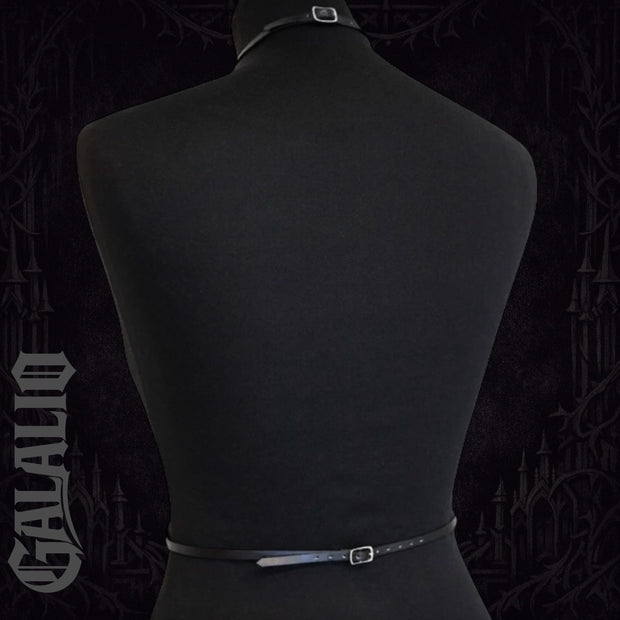 Black PU Leather Bondage Skirt Inspired Binding Mini Harness