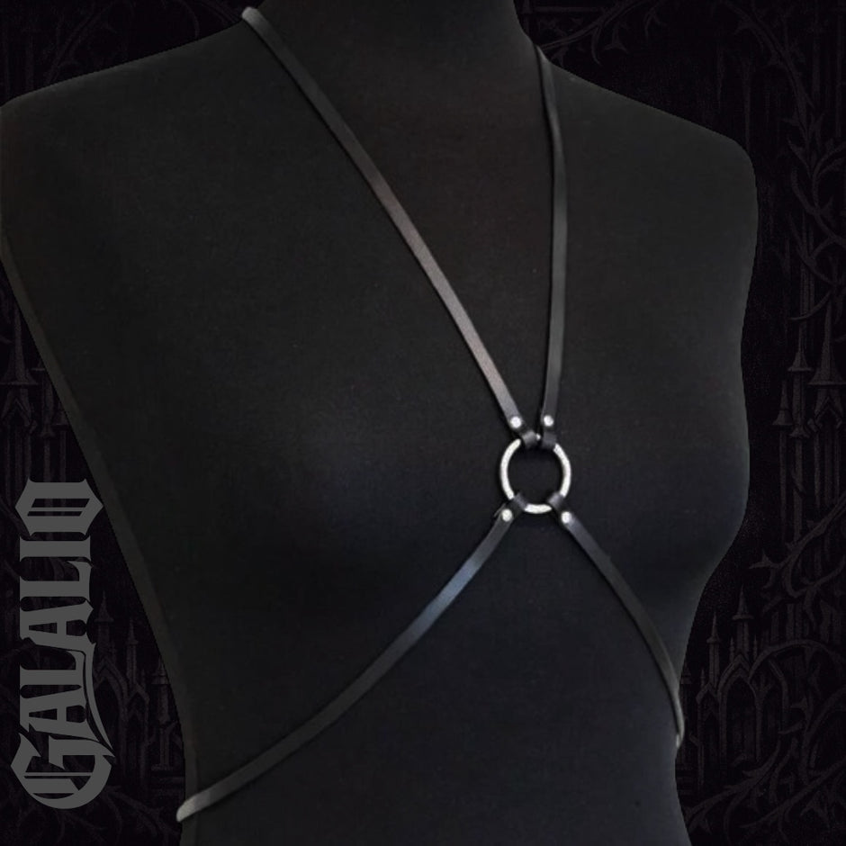 Black PU Leather Bondage Skirt Inspired Binding Mini Harness