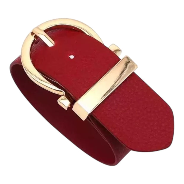 Punk Style Adjustable Wide Red PU Leather Bracelet