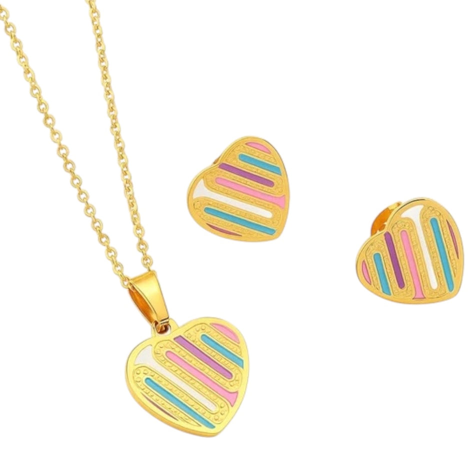 Women Multicolor Heart Shape Jewelry Set
