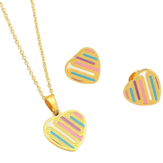 Women Multicolor Heart Shape Jewelry Set