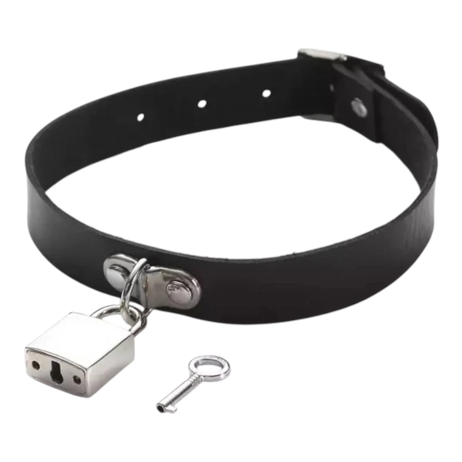 Women Goth Leather Choker Necklace