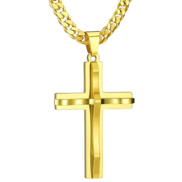 Unisex Stainless Steel Cross Pendant Necklace