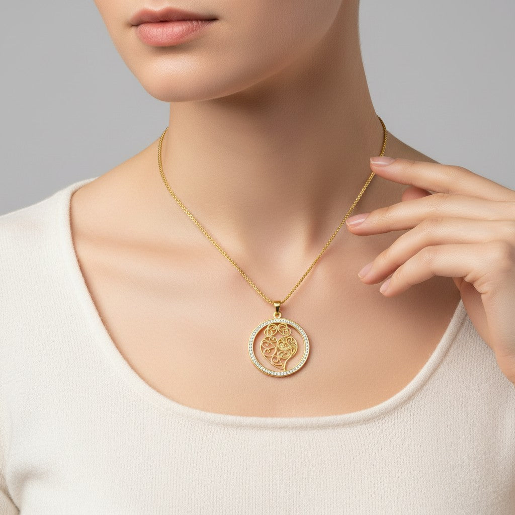 Women Fashion Heart Crystal Necklace