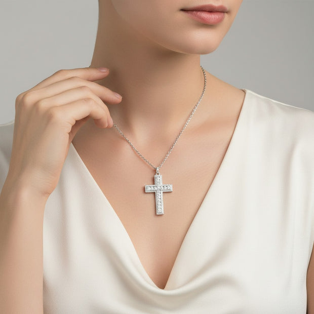 Unisex 925 Sterling Silver Plated Luxury Cross