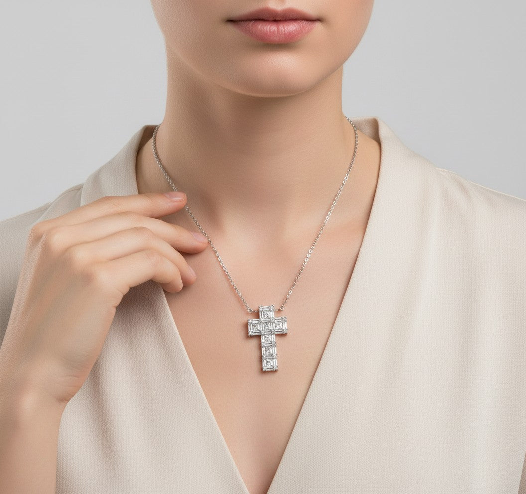 Unisex 925 Sterling Silver Plated Luxury Cross