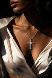 Stainless Steel Crystal Cross Pendant Necklace