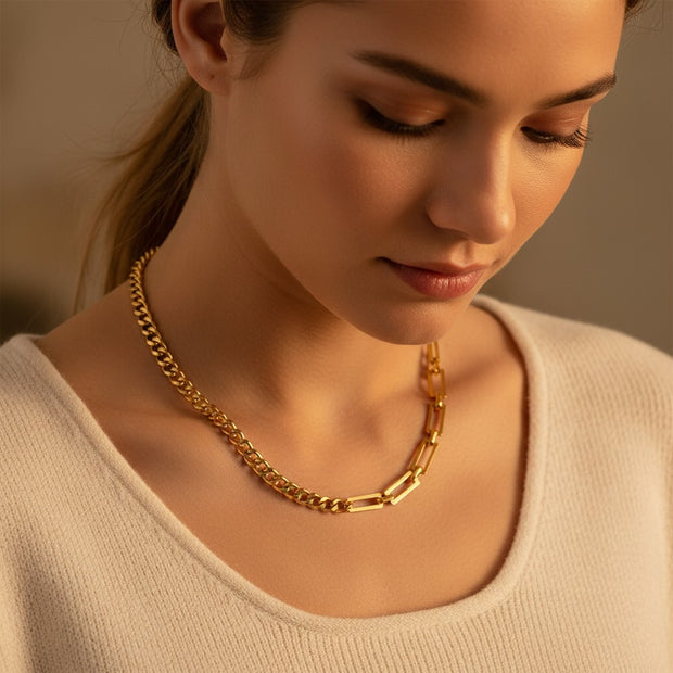 Women Stainless Steel Stylish Golden Necklace