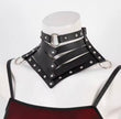 Women Vintage Gothic Punk Faux Leather Collar with Adjustable Straps