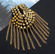 1Pair Women Chain Tassel Rivet Shoulder Pad Brooch Punk Tassel Metal Epaulet