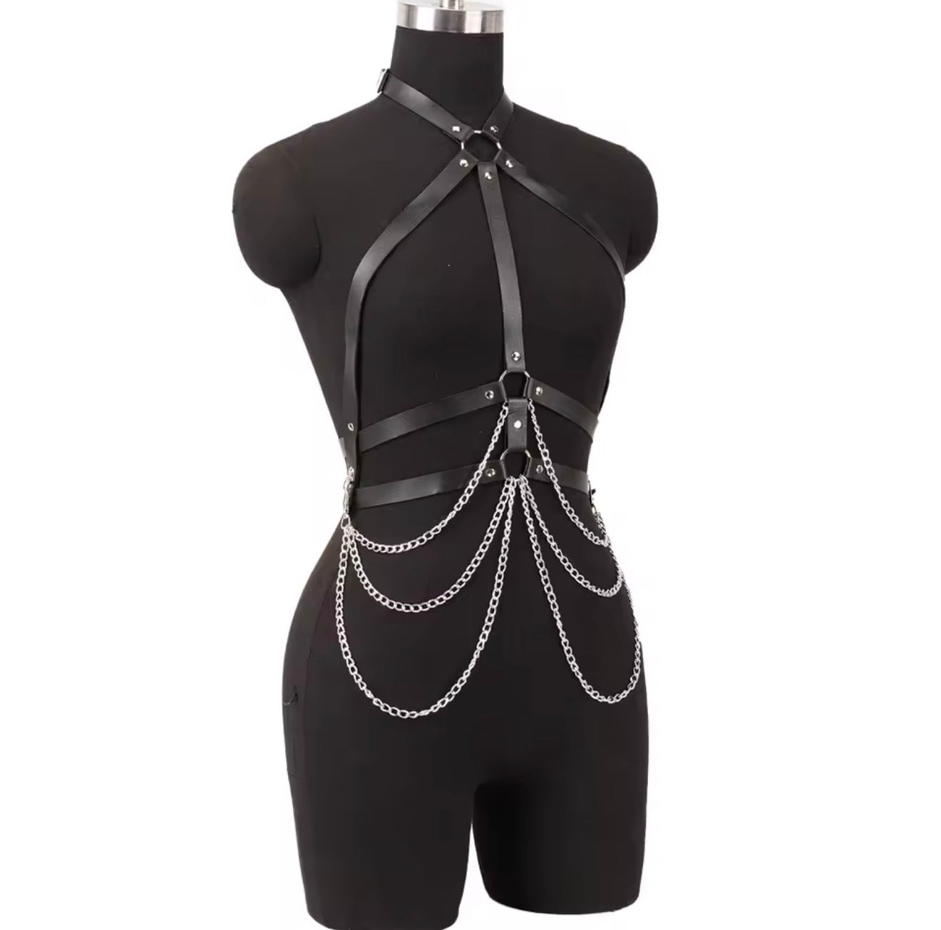 Women Sexy Body Chains Waist Belt With Chains PU Leather Harness